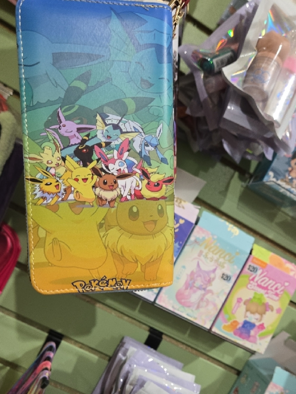 Pokemon Multicolor Eevee & Evolutions Wallet - Blue, Green, Yellow, Pink, Red - Picture 2 of 3